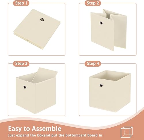 Miniatura 6 de Cubo de almacenamiento, cubo de tela de 11 pulgadas con asas, cestas plegables para estantes, cajones, baño, organizadores de armario y