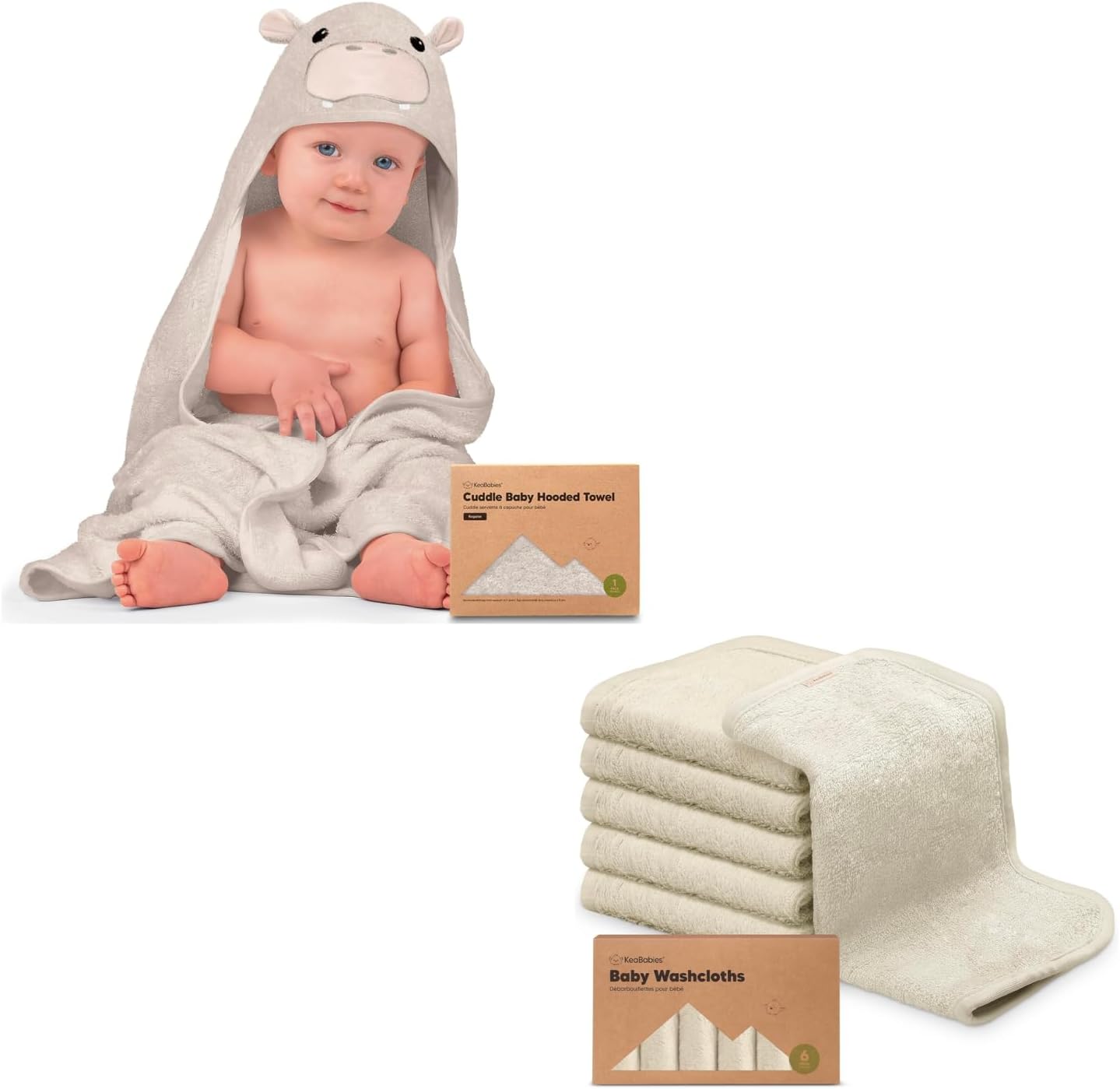 KeaBabies Baby Hooded Towel and Baby Washcloths - Baby Towel, Baby Towels and Washcloths