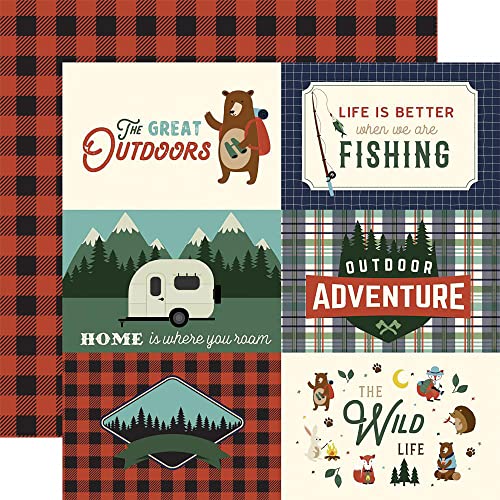 Fishing Scrapbook Paper - 12x12 Inch Cardstock with Fishing Pole, Fish, Outdoor Adventure Theme | for Boat, Lake, Fisherman, Camping Themed Scrapbooking, Planner, Journal, Album, Crafts | 4 Items - Thumbnail 6