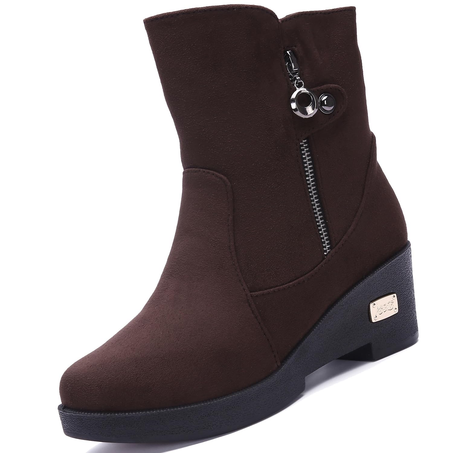 Stivali Donna Stivali da Neve Stivaletti Invernali Scarpe da Neve Pelliccia Caldo Foderato Stivaletto con Zeppa 36-42EU