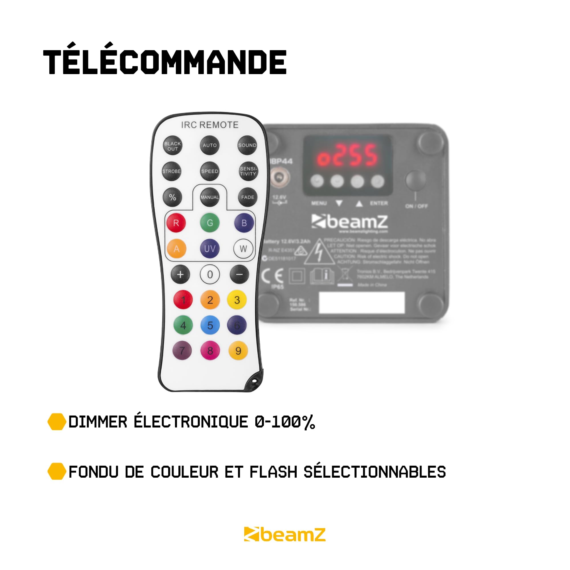 BeamZ BBP44 Lot de 4 Projecteurs sur Batterie Compact RGBW IP65-16 Watts, Résistant aux Intempéries, Autonomie 25H, Idéal pour Éclairage de Salle, Mariage, Jardin, Architecture, Hôtel, Restaurant