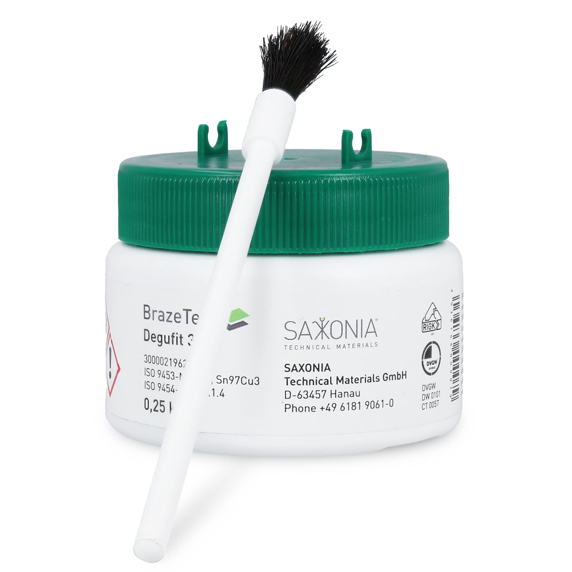Flusso di saldatura Flussmittel Lötpaste Degufit 3000 Pasta per saldatura a bassa temperatura 250g con pennello per l'installazione di tubi dell'acqua potabile con tubi di rame | Flusso di saldatura