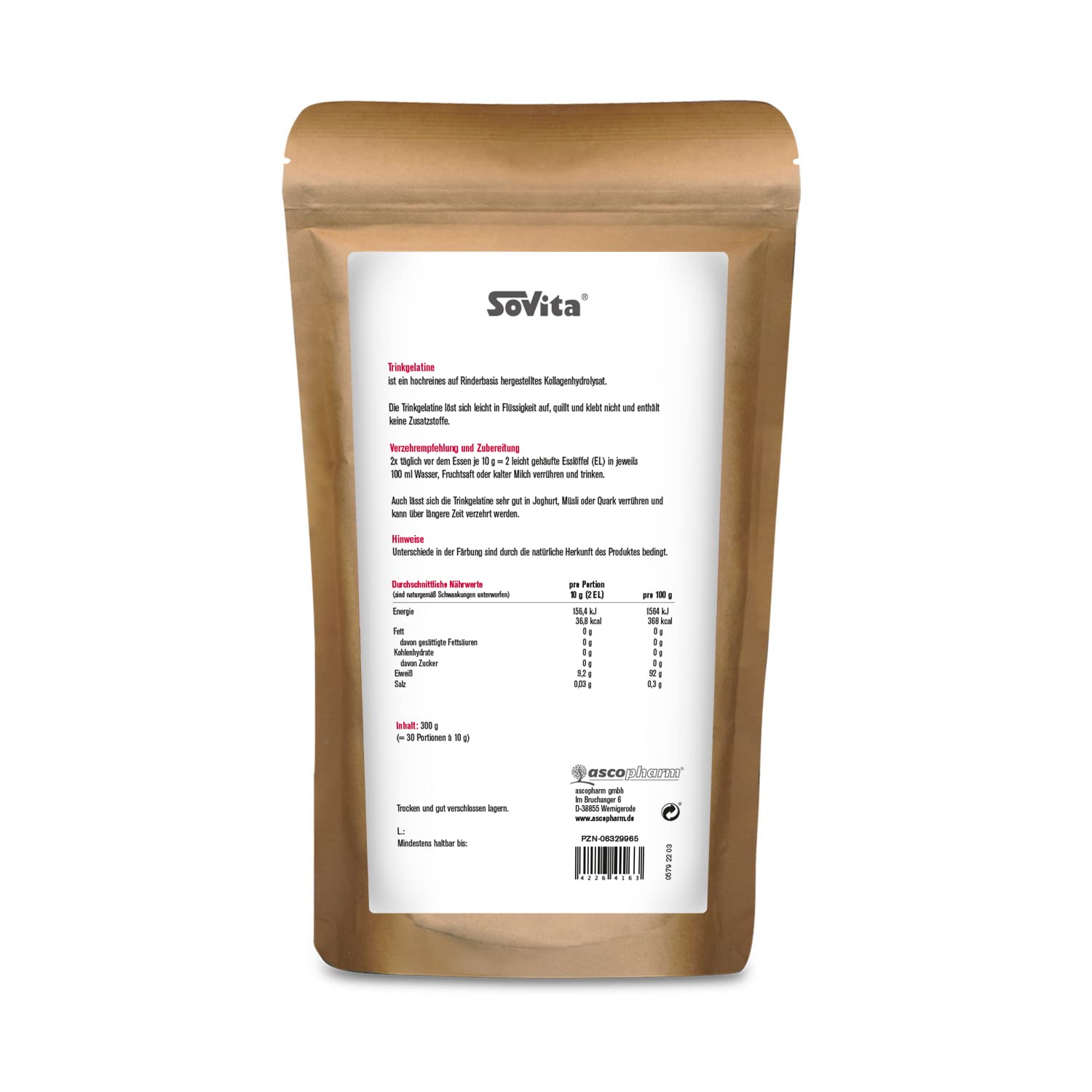 sovita Lot de 2 gélatines - Soutien musculaire et osseux - Collagène de haute pureté