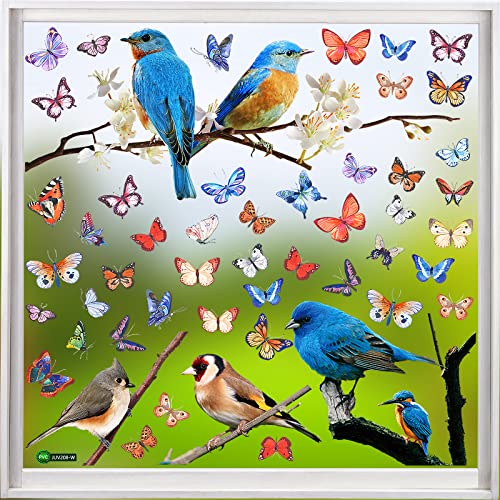 iYInJuan Fensteraufkleber Frühling Ostern Vogel Set Frühling Fensterdeko - Wiederverwendbare Vögel Fensteraufkleber Selbstklebend, Fensterdeko Kinder Cover