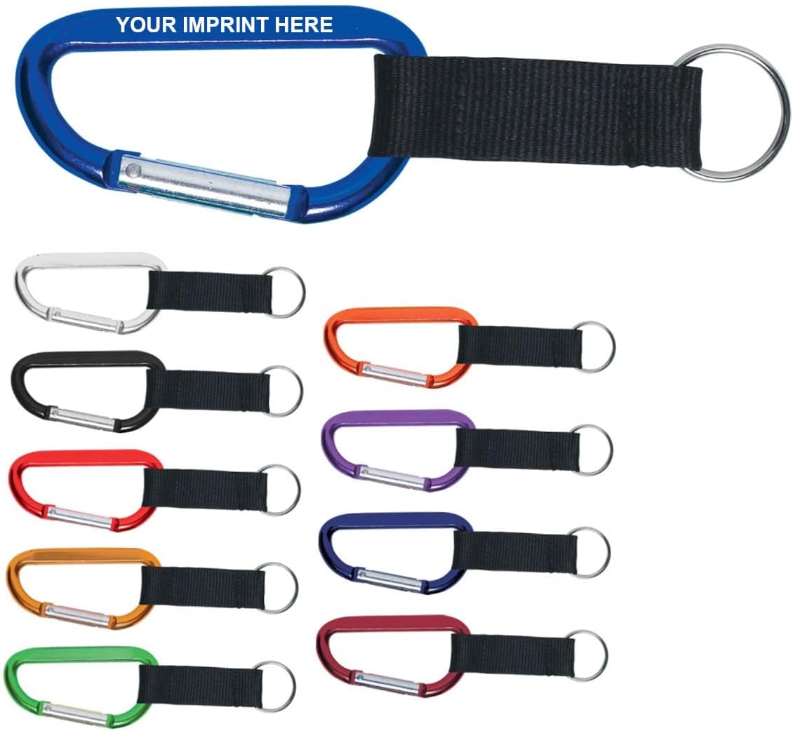 150-Qty Custom Engraved 8MM Carabiners with Your Personalization - Bulk Promos