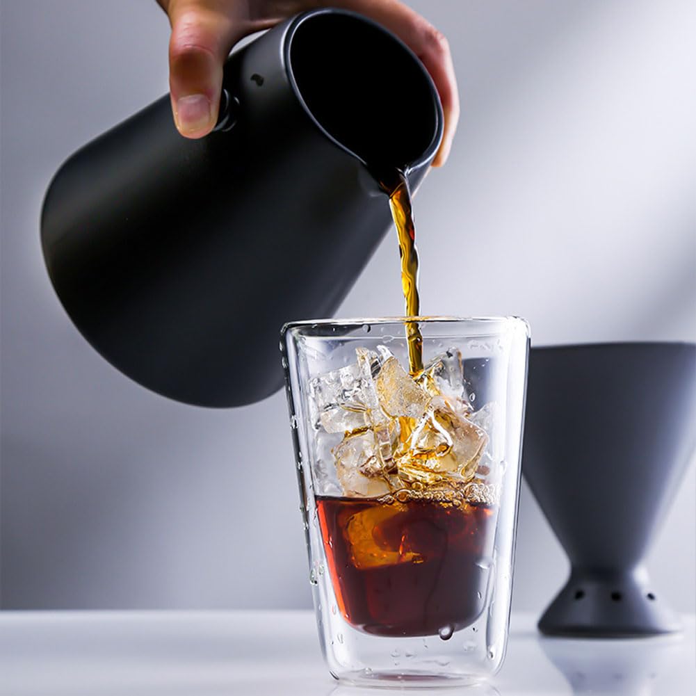 Juego de cafetera de cerámica, gotero V60 y filtro de café, embudo de cono para café, cafetera de goteo, 1-2 tazas