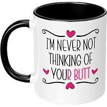 I'm Never not Thinking of You 11 oz Coffee Mug Ceramic Cup Funny Love Gift for Her Valentine's Day Gift for Wife Birthday Present Christmas Gift for Girlfriend Fiancee Woman white Black