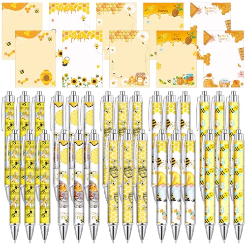 Blocs-notes et stylos abeille tournesol Kosiz lot de 60 pour le bureau