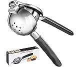 Lemon Squeezer, Sopito Heavy Duty Lemon Juicer Stainless Steel with Metal Squeezer Bowl for Seedless Juicing, Non-Slip Grip Design Manual Citrus Juicer