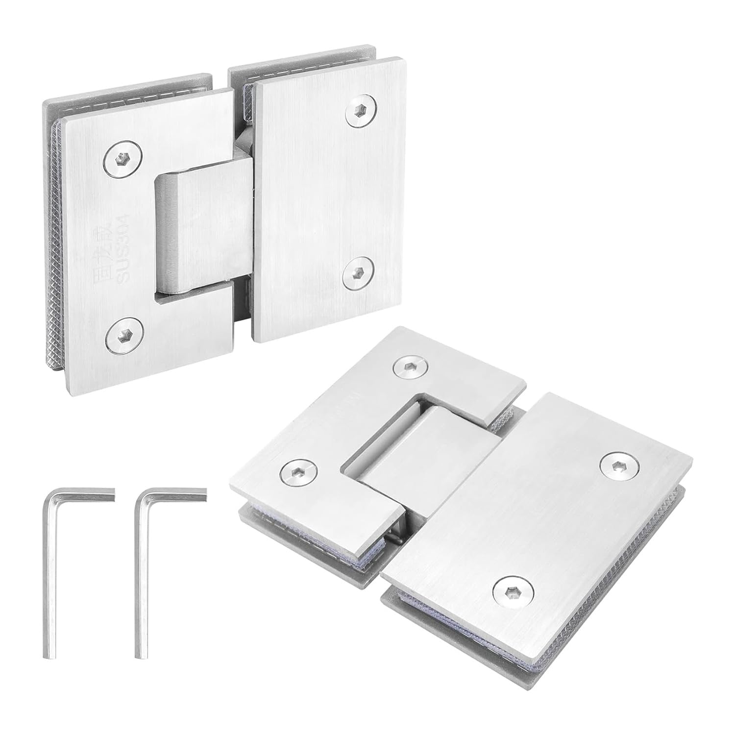 Donaasoal 2Piece 180 Degree Shower Door Hinges Brushed Shower Door Hinges Heavy Duty 304 Stainless Steel