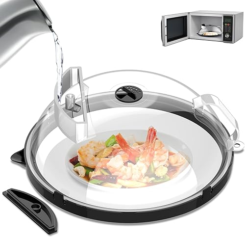 Cubierta de alimentos para microondas con vapor de agua, cubierta de salpicaduras de microondas para alimentos, tapa transparente de 10 pulgadas