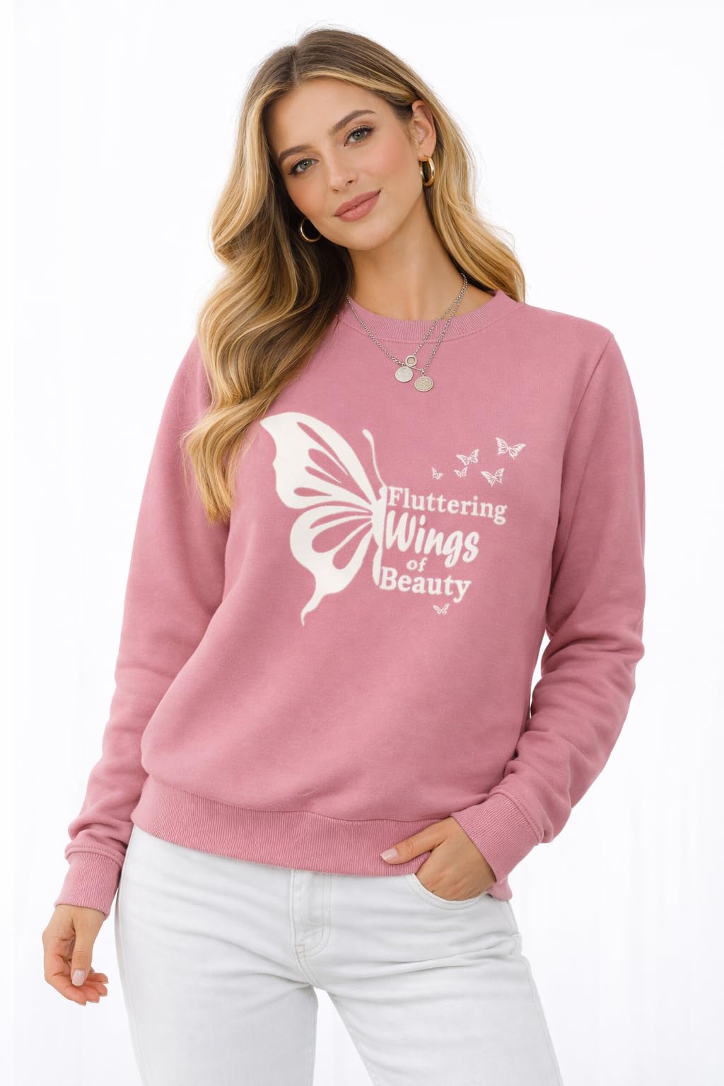Women’s Printed Fleece Sweatshirt | Positive Mind Vibes Life Typography | Full Sleeve Round Neck Winter Pullover for Girls & Women-picture-20