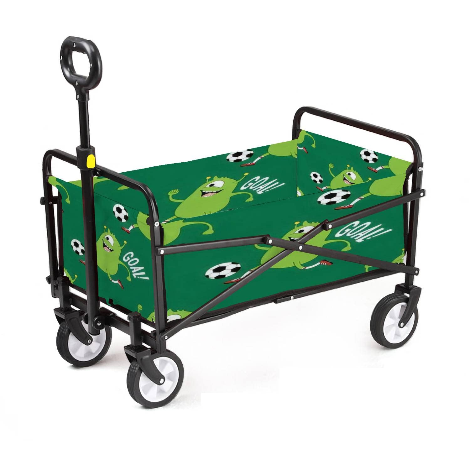 Collapsible Wagon Cute Kids for Girls and Boys Colorful Football on The Abstract Bright Adjustable Portable Utility Folding Cart with Wheels Outdoor Garden Shopping Camping Heavy Duty Grocery Wagon-image-40
