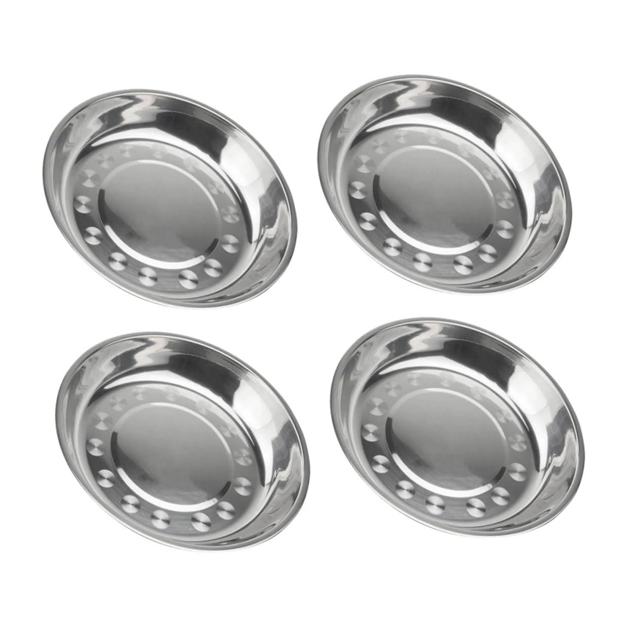 COLLBATH 7pcs Stainless Steel Food Plate Lightweight Snack Dishes for Picnics Camping Parties Easy to Clean Tableware for Everyday Use