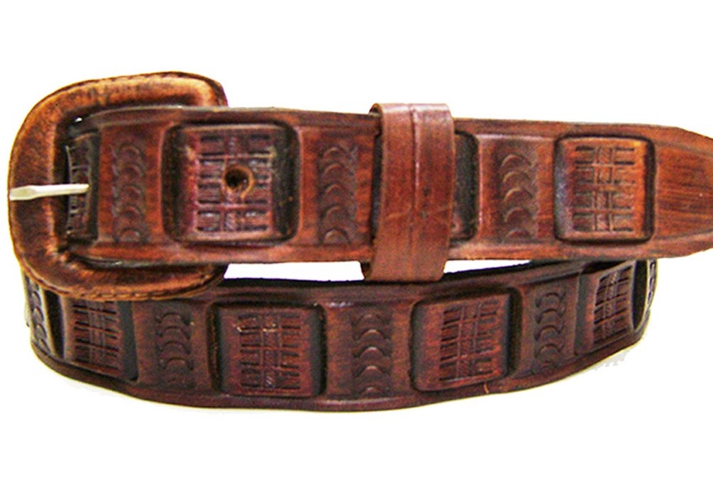 Modestone Western Embossed Leather Belt 1 1/4'' Width 1/8" Thick Brown