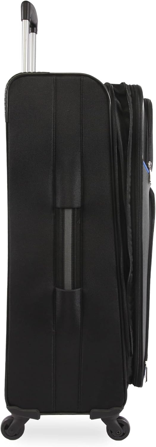 review Nautica Seascape Collection 4pc Softside Luggage Set, Black/Blue