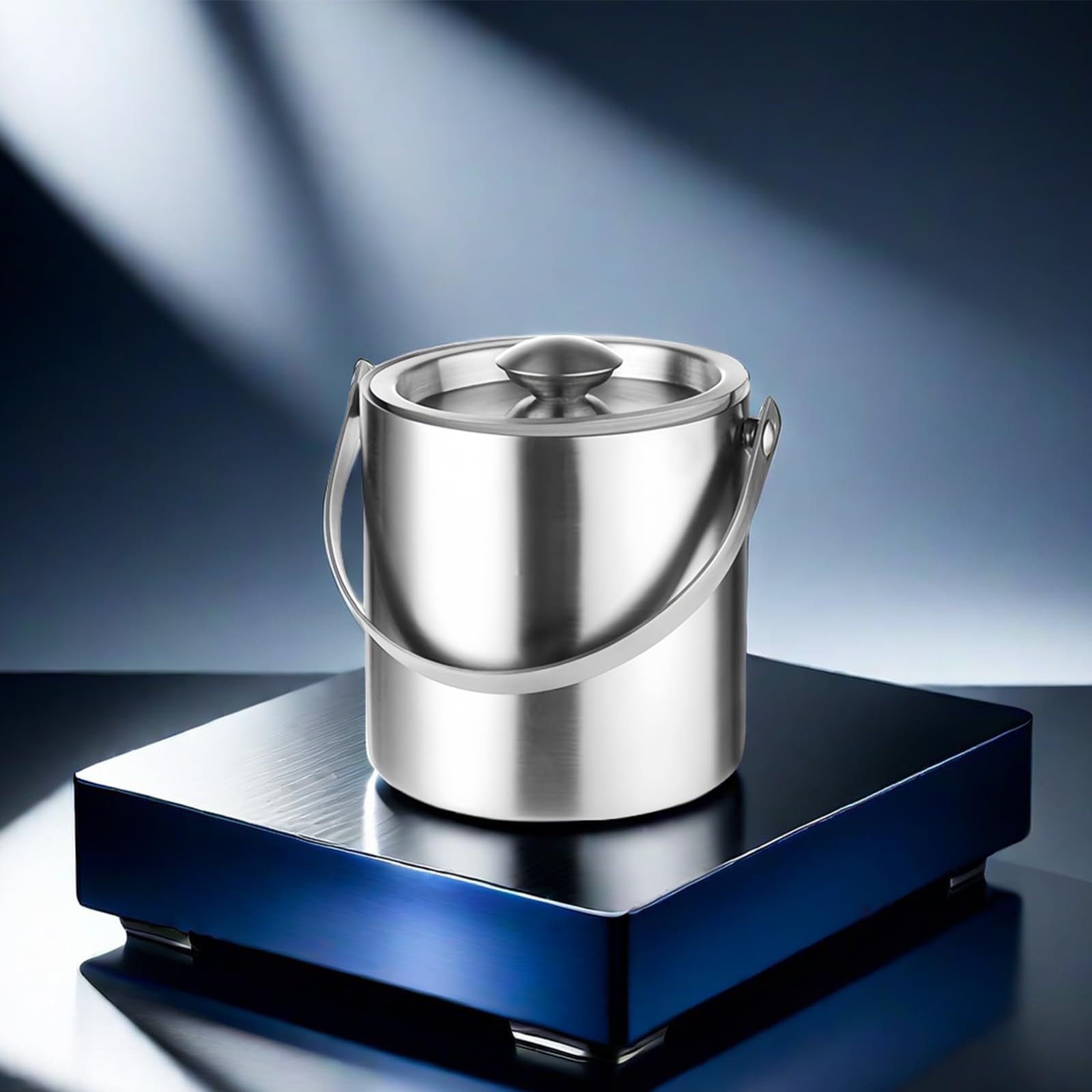 Secchiello Ghiaccio, 2L Acciaio Inox a Doppia Parete Isolante con Pinza e Coperchio, Secchiello per Il Ghiaccio Isotermico Secchiello Ghiaccio Vino Inclusa Coperchio per Feste ed Eventi