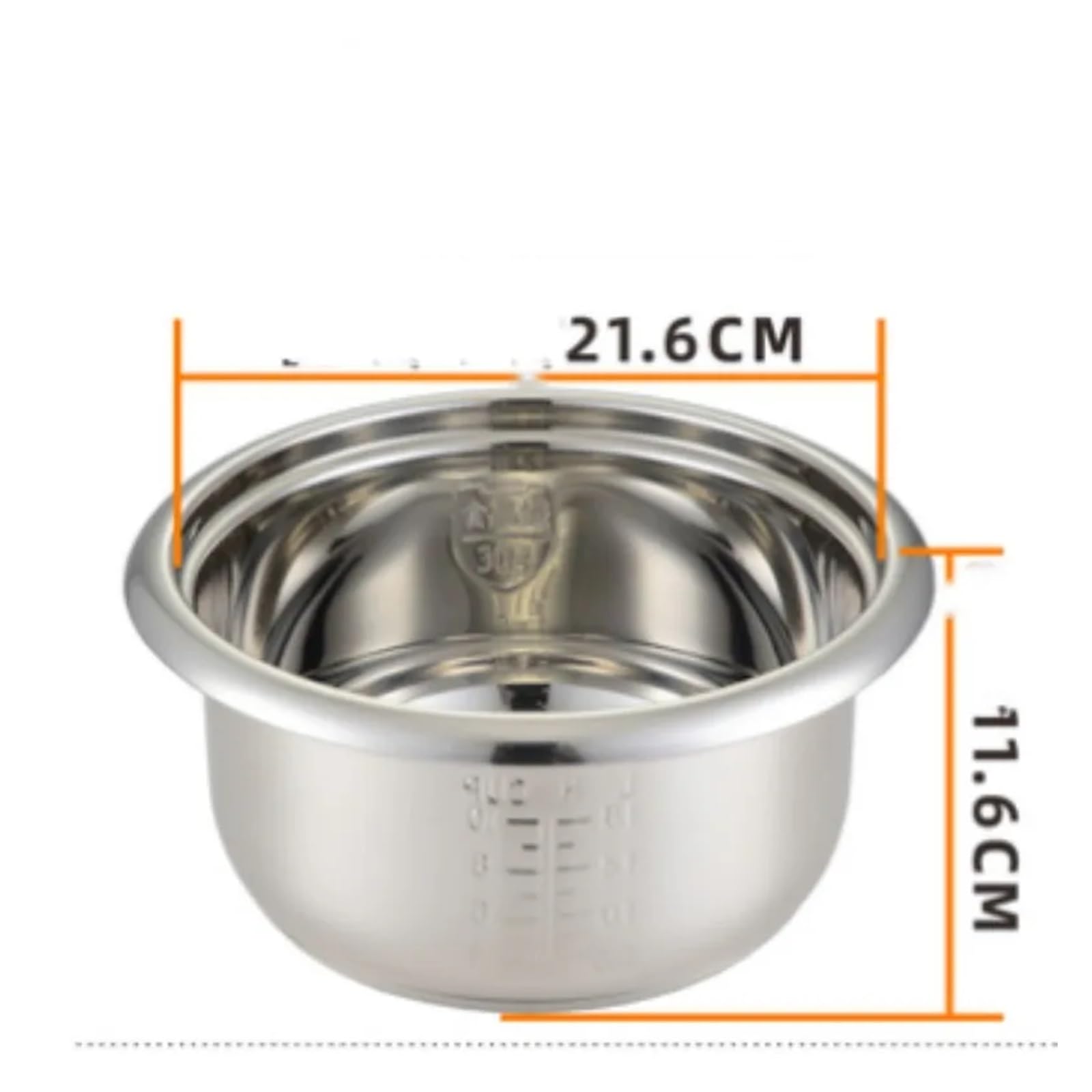 SQJZWOD 3L 304 Stainless Steel Rice Cooker Inner Container Non Stick Cooking Pot Replacement Accessories Rice Cooker Liner