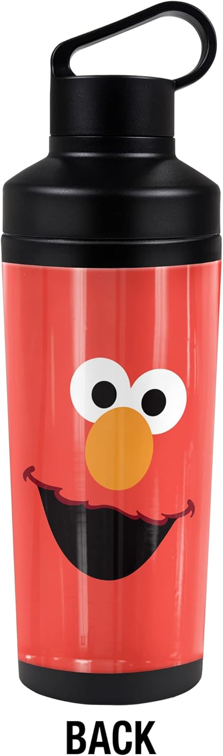 Sesame Street OFFICIAL Elmo Face 18 oz Insulated Water Bottle, Leak Resistant, Vacuum Insulated Stainless Steel with 2-in-1 Loop Cap
