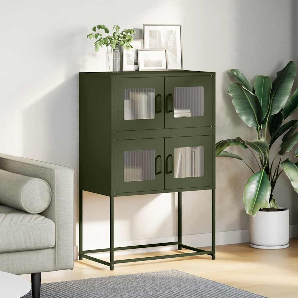 Generisch Olivgrüner Stahlschrank, 68 x 39 x 107 cm – Robuster, kaltgewalzter Stahl, viel Stauraum, Flexible Türmontage und praktische Griffe für optimale Organisation im Haushalt