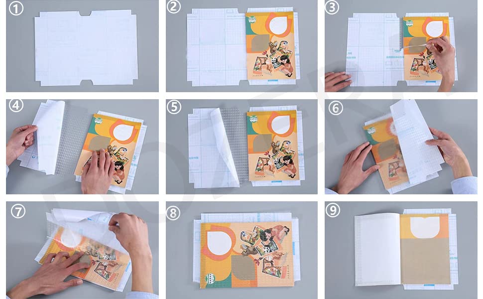 DOZERA Book Cover Sticker Transparent Self-Adhesive Film Clear Matte for Craft, Waterproof School Textbook Protective Case Cover, Book Cover Paper Sticker (Pack of 60 Pcs, 3 Sizes Book Cover) 4