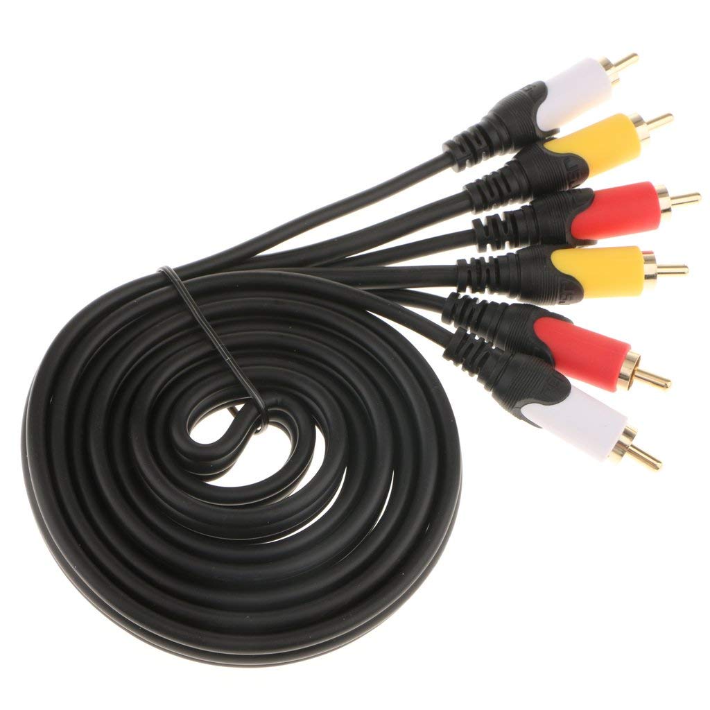 JSJ 1.5M 5FT 3 RCA Male to Male AV Cable - Black