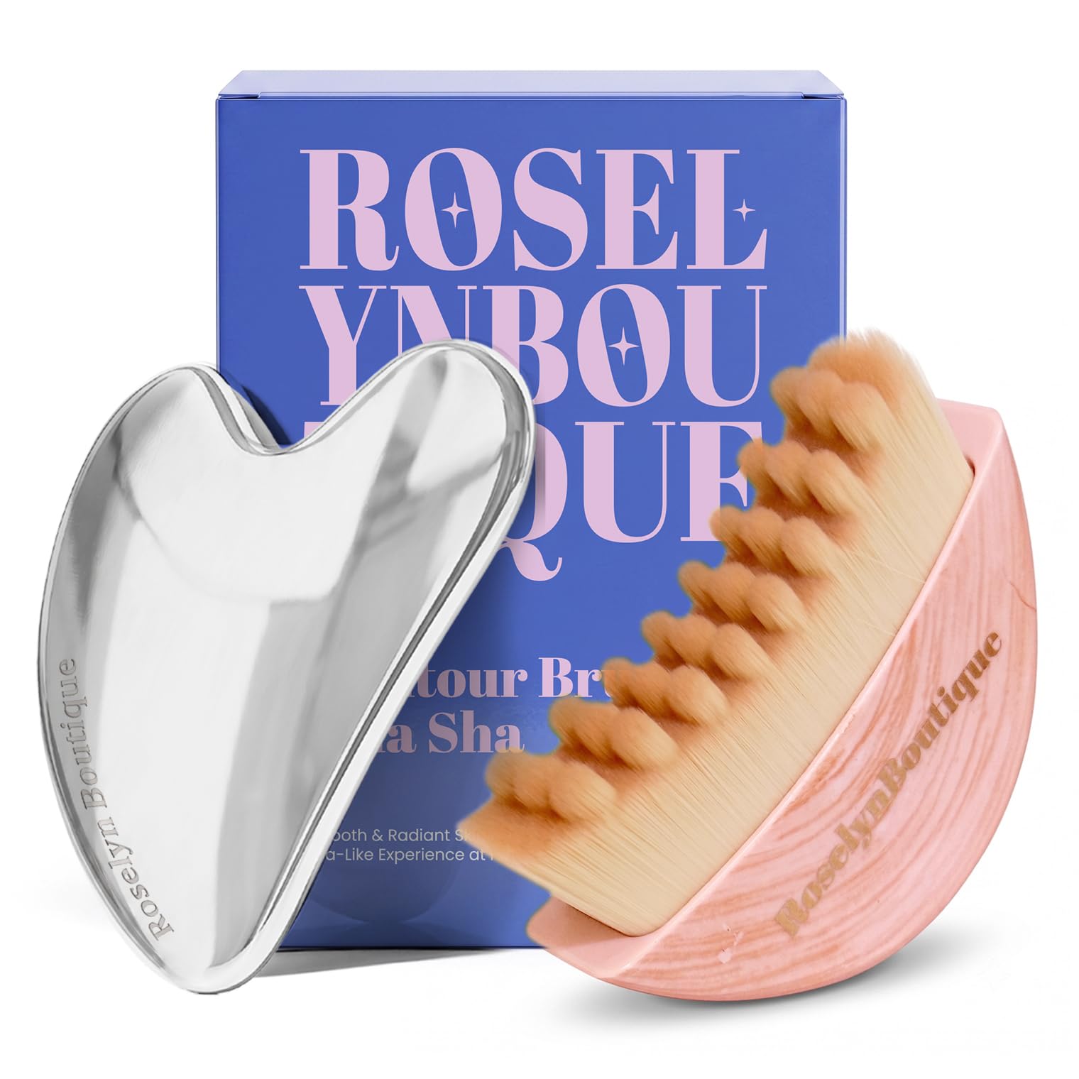 ROSELYNBOUTIQUE Lymphatic Contour Face Brush &amp; Gua Sha Facial Tools