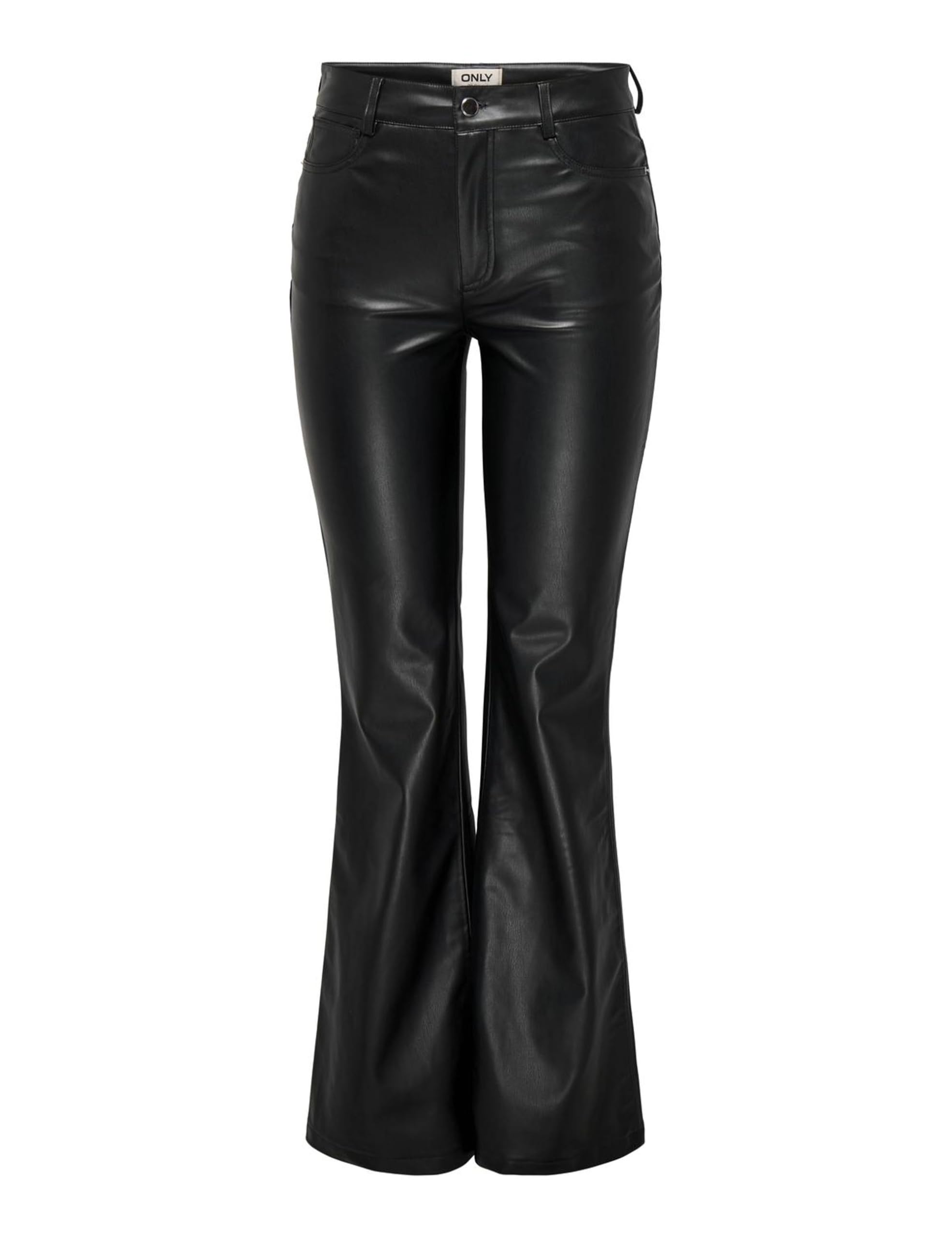 Only Women's Black Onlalexis Hw Faux Lea Flared Pant Pnt, S / 32L