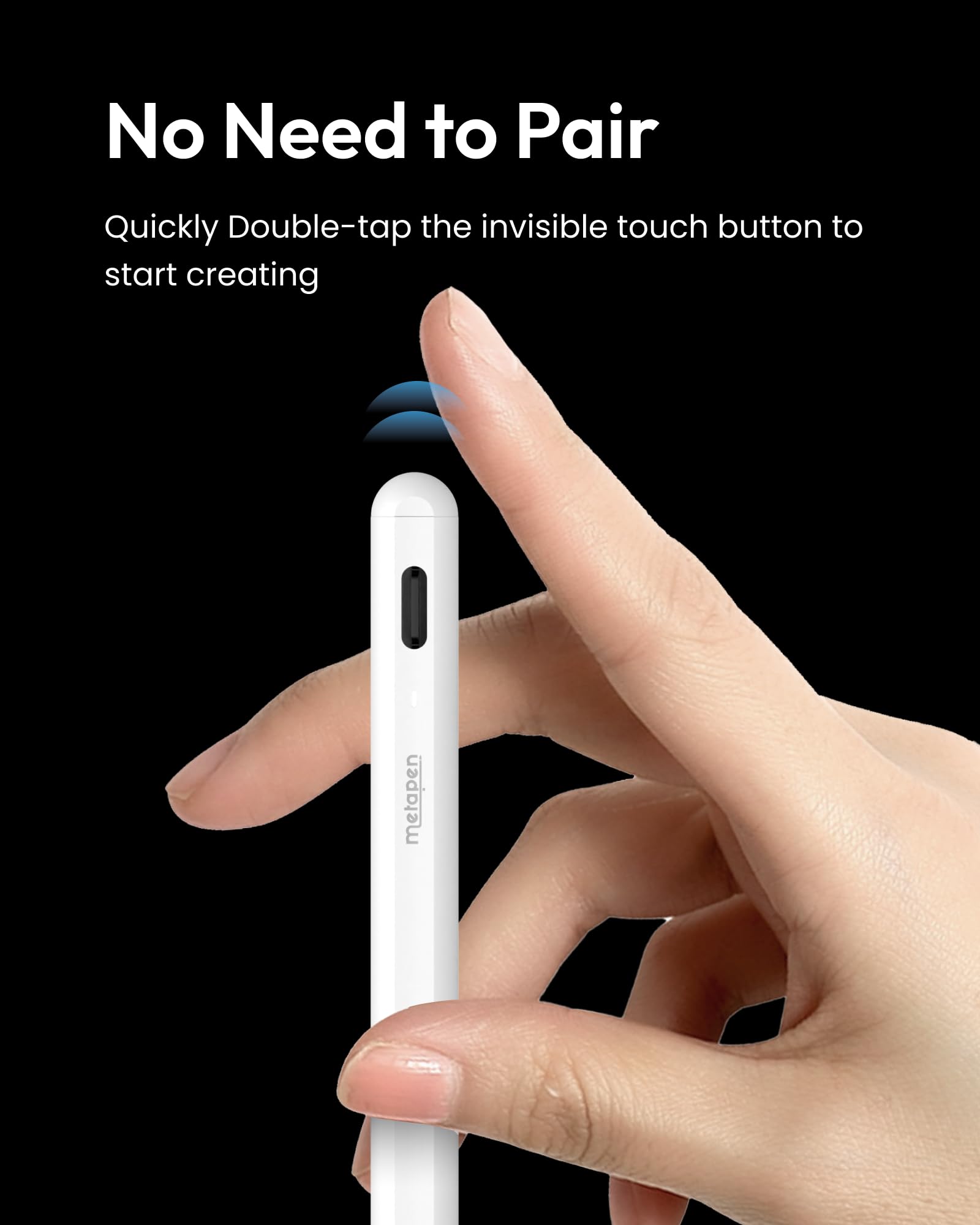 Metapen Pencil A8 for Apple iPad 2018-2025, (2X Faster Charge), Tilt Sensitivity, Pixel Precision, Stylus Pen for iPad 11/10/9/8/7/6th Gen, Pro 12.9/11/13-inch M4, Air 3/4/5/M2/M3, Mini 5/6th, White