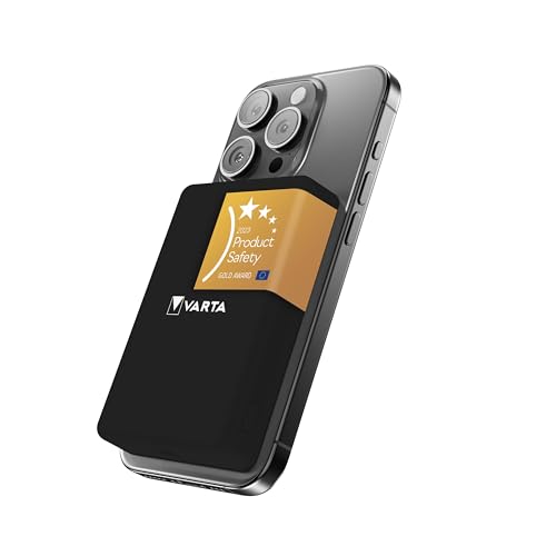 VARTA Power Bank 5.000mAh, powerbank magnetico, Mag Pro, wireless, 7,5 W, caricabatterie portatile con USB C, compatibile con MagSafe e Qi Standard (per compatibilità con iPhone e Android), nero