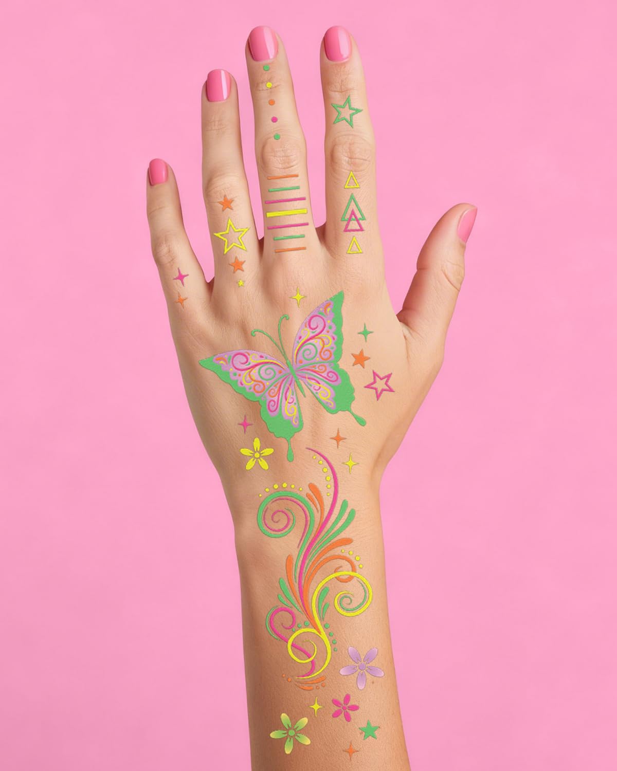 xo, Fetti Fluorescent Rave Tattoos - 4 Temporary Tattoo Sheets | Glow in the Dark, Rave Party, EDM Festival, Black Light, Neon, Fluorescent