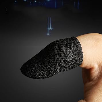 HUAYUWA 2 pairs sweatproof finger gloves, seamless touch screen, mobile game controller, finger cover, PUBG phone game accessories, black + black