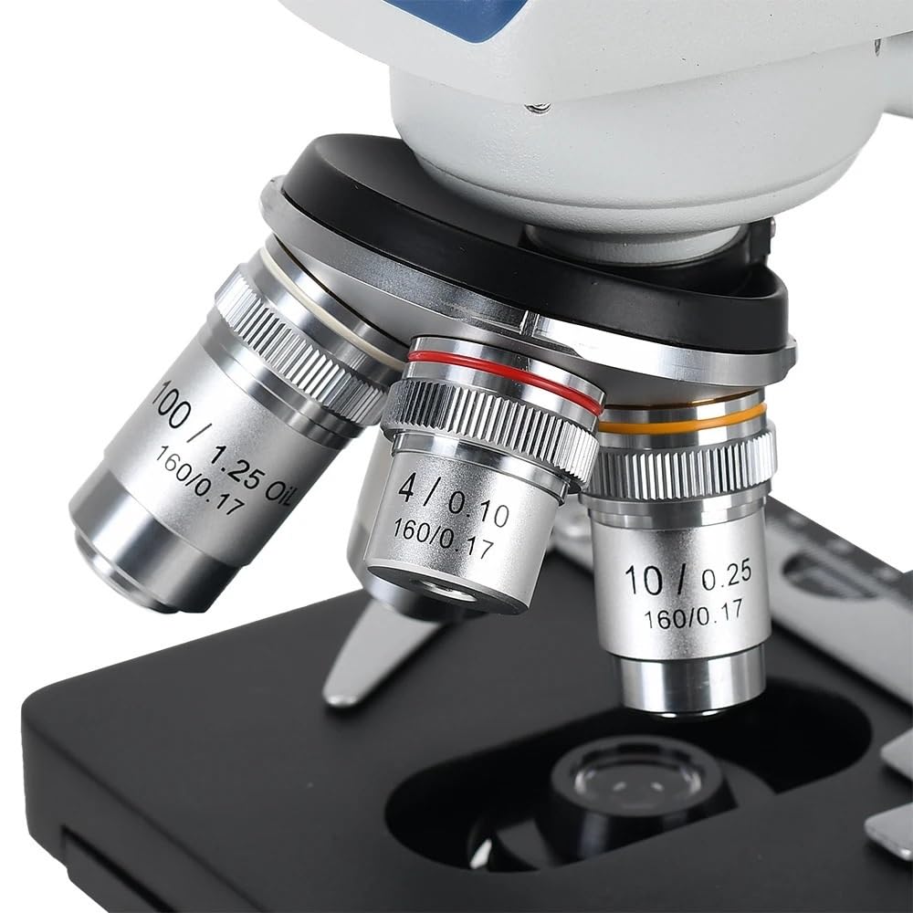 Mikroskopbeobachtung 40x-2500x Biologisches Lichtmikroskop mit Verstellbarer Beleuchtung und mechanischem XY-3D-Tisch für naturwissenschaftliche Labore