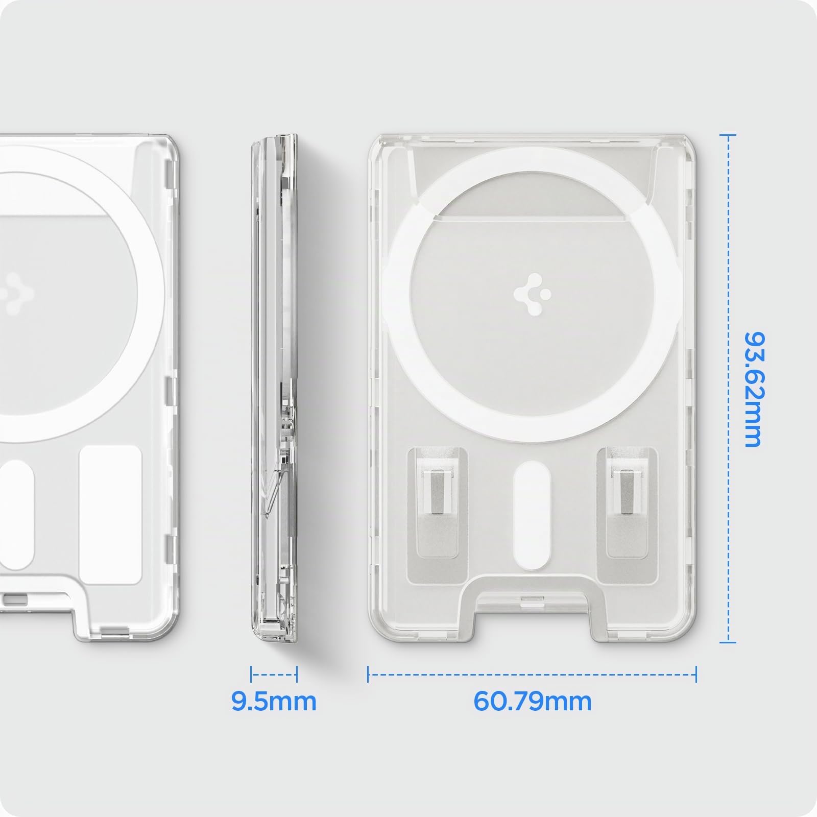 Spigen Ultra Hybrid MagFit Porte-Cartes Magnétique Conçu pour MagSafe Compatible avec Les modèles iPhone 17/16/15/14/13/12 MagSafe Wallet - Transparent