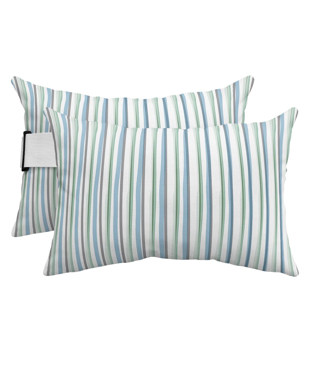 Chaise Lounge Head Pillow Headrest Pillow Covers, Teal Blue Grey Striped Lumbar Pillow Case Outdoor Waterproof Throw Pillow for Pool Patio Beach 4 Pack-11x16 Hand Drawn White Modern Art Aesthetics