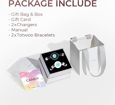 TOTWOO Touch Bracelet for Couple Vibration & Light Up Bracelets Long Distance Gifts for LDR One-to-One Bluetooth Pairing via App Bead Candy