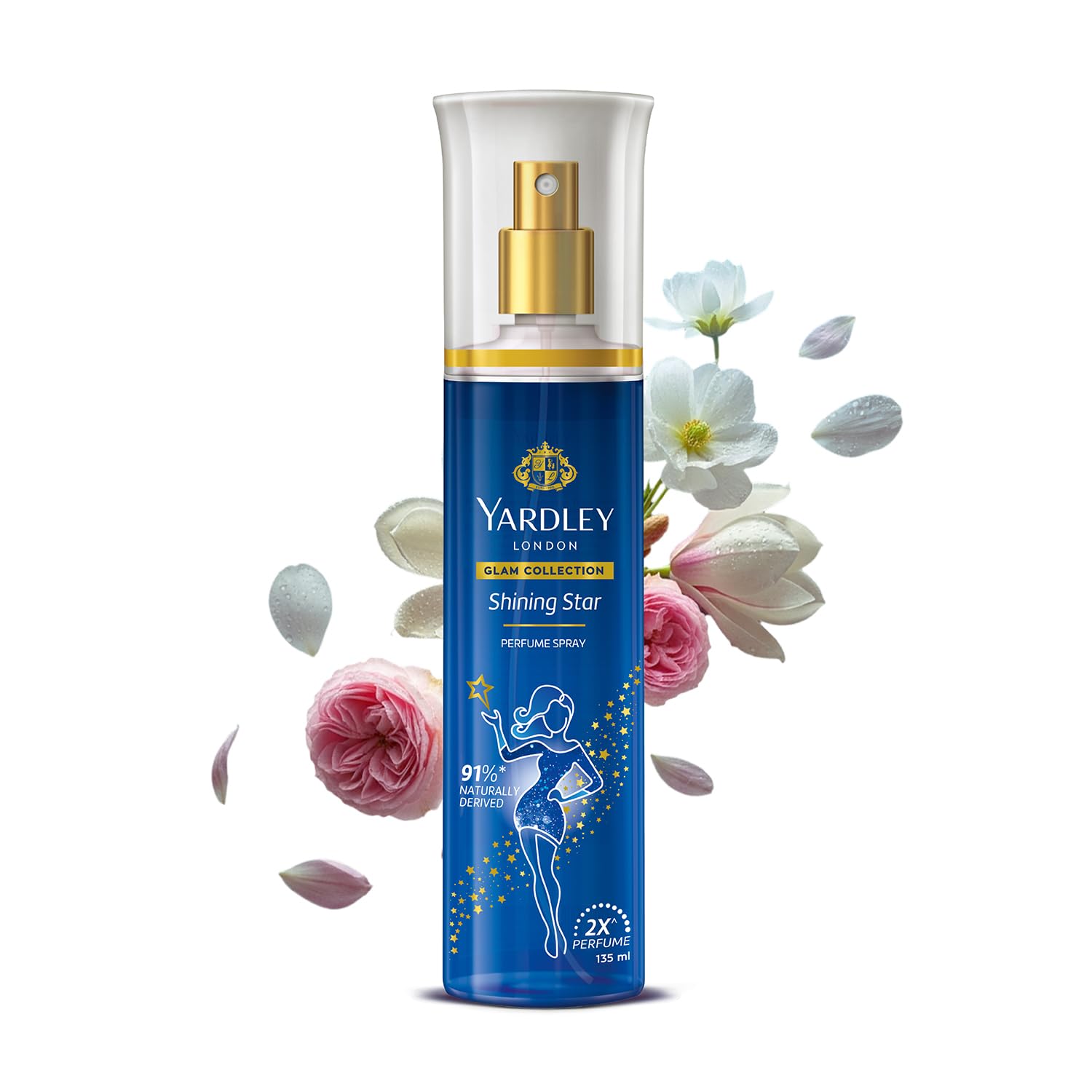 Yardley London Glam Collection Shining Star Fine Fragrance Body Mist Spray | 2X Perfume for Women | 91% Naturally Derived | Peach, Magnolia, Niroli & Vanilla
