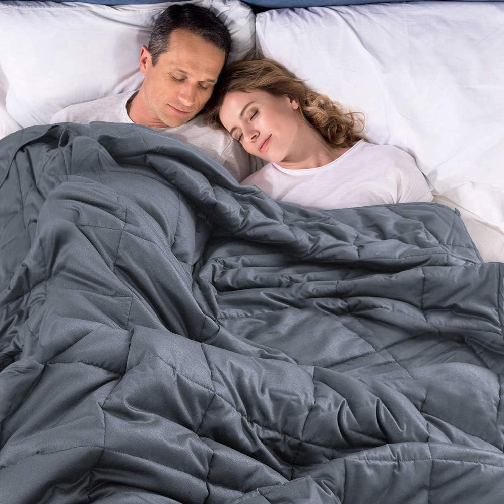 JOLLYVOGUE Queen Size Adult Weighted Blanket 30lbs -80''x 87'' Fits King Size Bed Top,Heavy Bed Blanket with 100% Soft Cotton and Glass Beads-Dark Grey