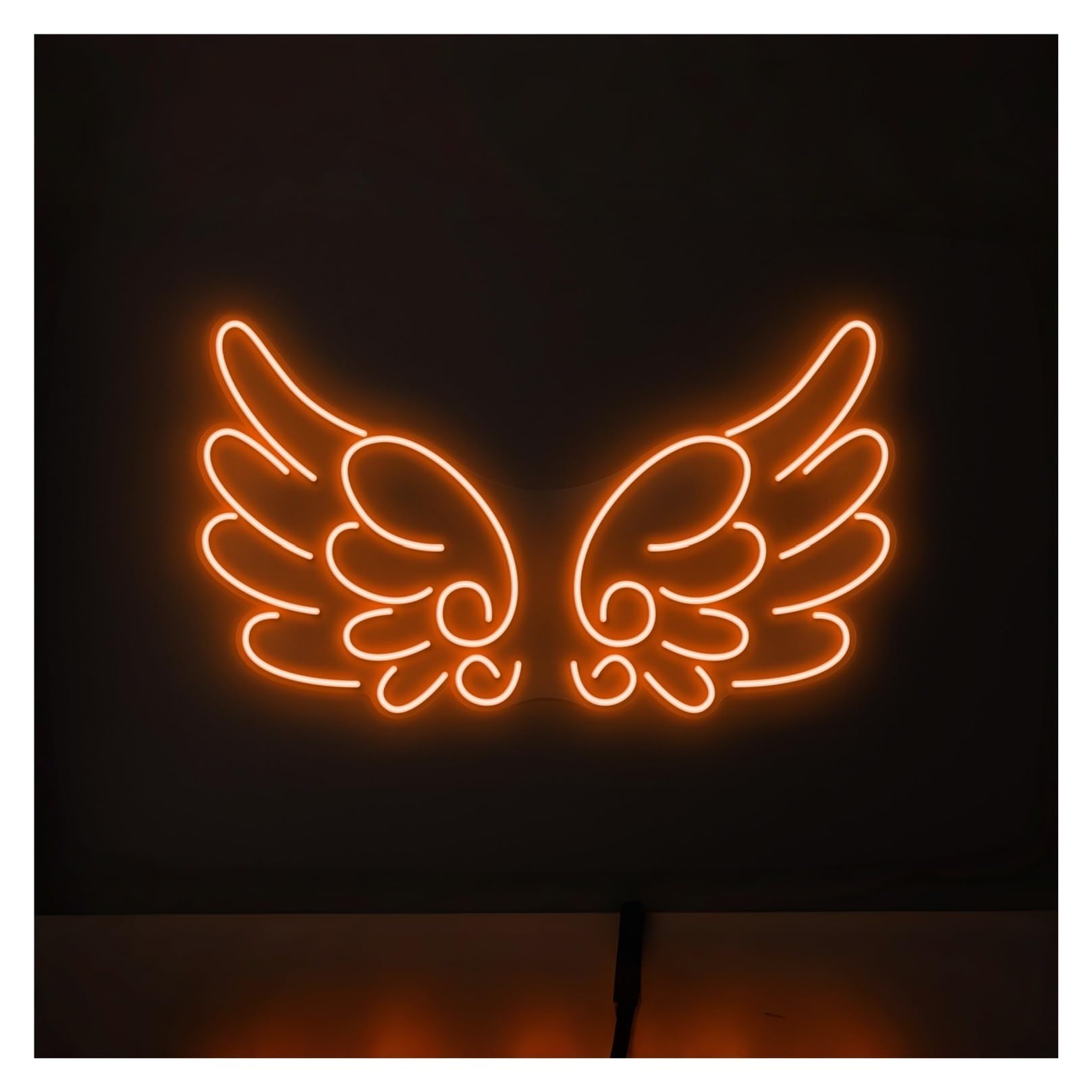 XENITE Hanging Art Neon Signs A Pair of Wings Neon Sign, Suitable for Children's Room Decor with Brightness Adjustable 50cm(Orange)