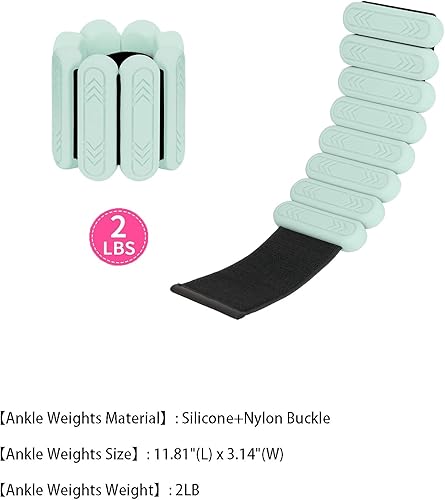 Miniatura 3 de Juego de 2 pesas para tobillo (1 libra2 libras cada una)  Pesas ajustables de alta calidad para muñeca y tobillo para mujeres y hombres, pulseras de