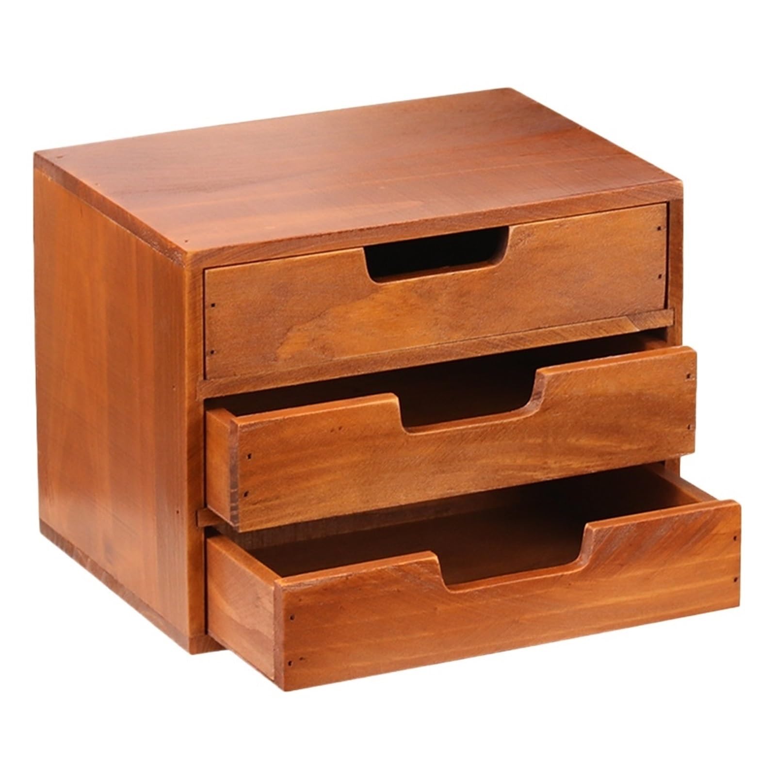 Organizer da scrivania a 3 ripiani, in legno, piccolo cassetto per gioielli, bigiotteria, cancelleria, 25 x 19 x 17,5 cm