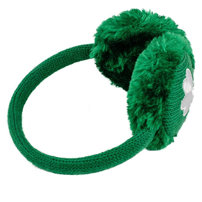 St. Patrick's Day Knit Ear Muffs with Faux Fur Trim, Green3
