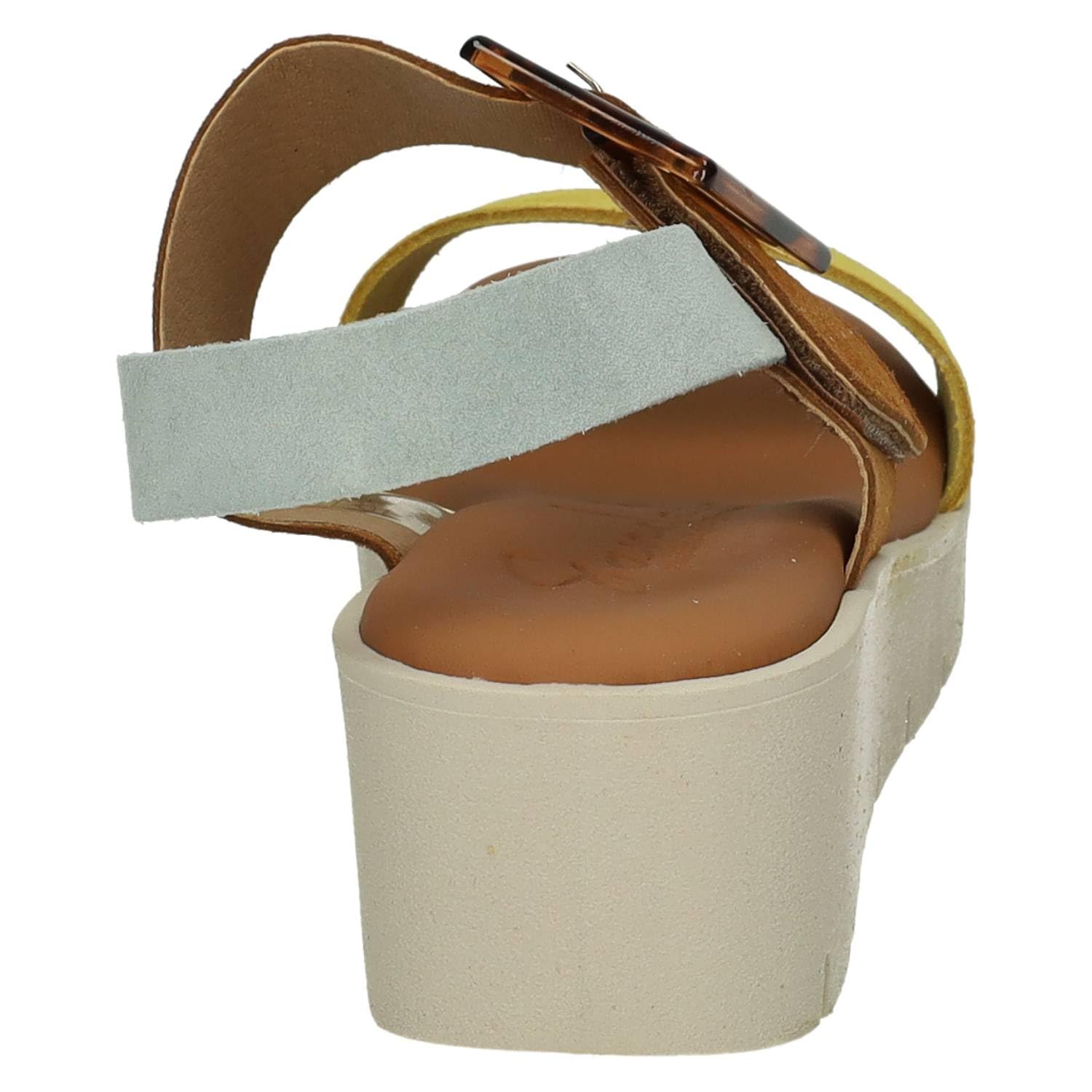SANDALI M526-T5272 - Piattaforma per ragazze, in pelle, con chiusura adesiva mimetica con fibbia e suola in gel, da donna