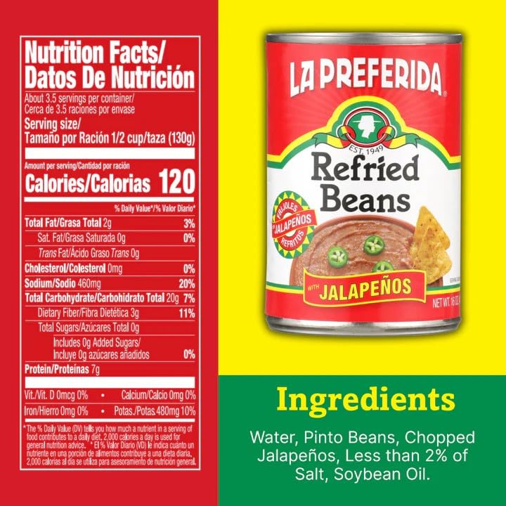 Image of La Preferida Refried Beans with Jalapenos, 16 Oz (Pack of 12)