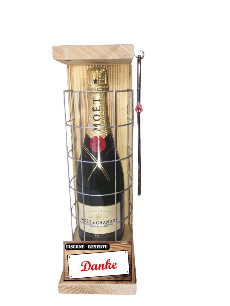 Moet Danke Geschenke - Geschenk Dankeschön Eiserne Reserve Gitter incl. Notsäge Text rot: Danke Champagner (1 x 0.75 l)