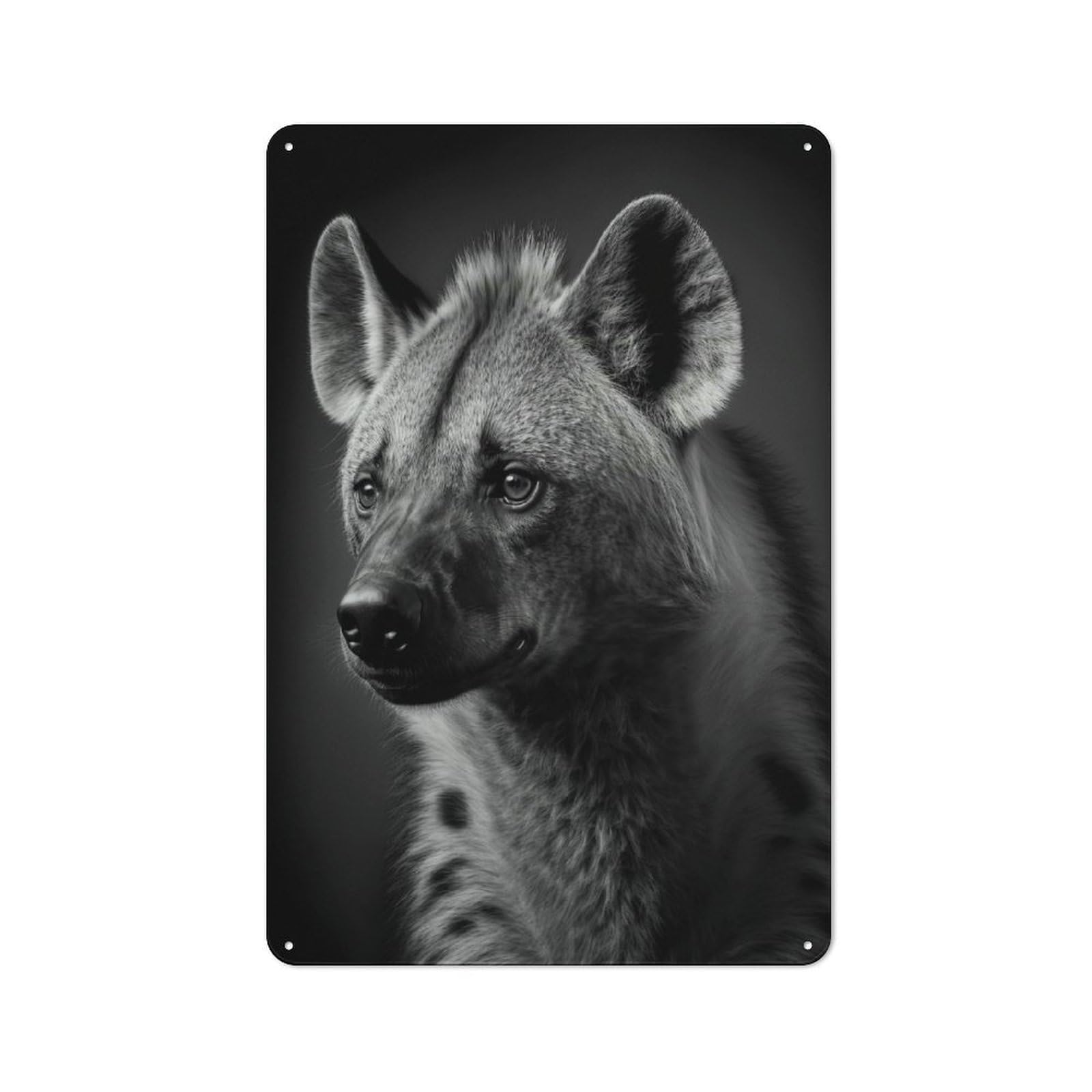 Portrait of A Hyena Warehouse Style Metal Wall Decor 30x20cm, Metal Wall Sign for Workspace, Cafe, Hallway Or Garage