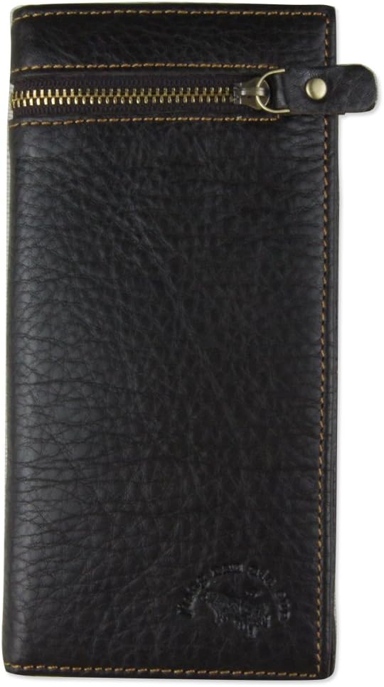 JNNC Men's Genuine Leather Bifold Long Wallet ID/Card Holder Long Brown