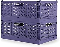 Vista 16 de Domiella Paquete de 2 cajas para almacenamiento, cajas de almacenamiento apilables de plástico, plegables para oficina, hogar, cocina, dormitorio