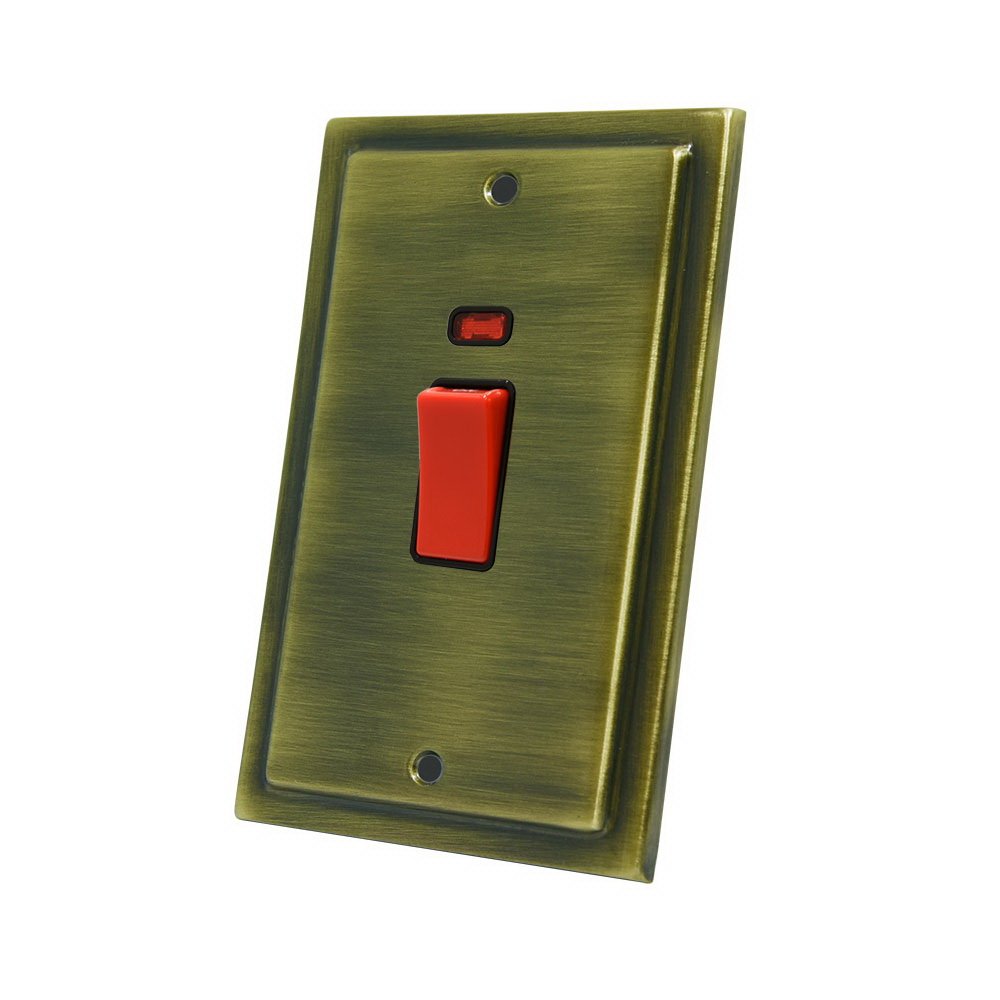 Aet Brass Vabcswblt 45 A 2 Gang Tall Victorian Antique Dp Cooker Switch With Neon Indicator