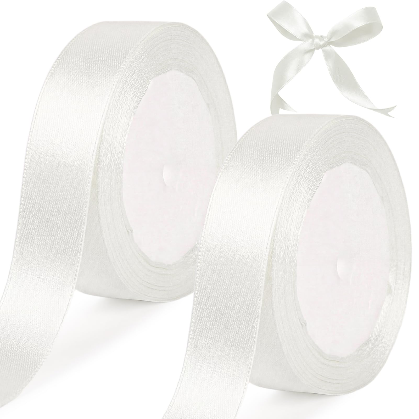 tenn well White Satin Ribbon 20mm, 44 Meters Smooth Fabric Satin Ribbon for Gift Wrapping, Crafting, Hair Bows, Wedding Party and Christmas Decoration โ image 1